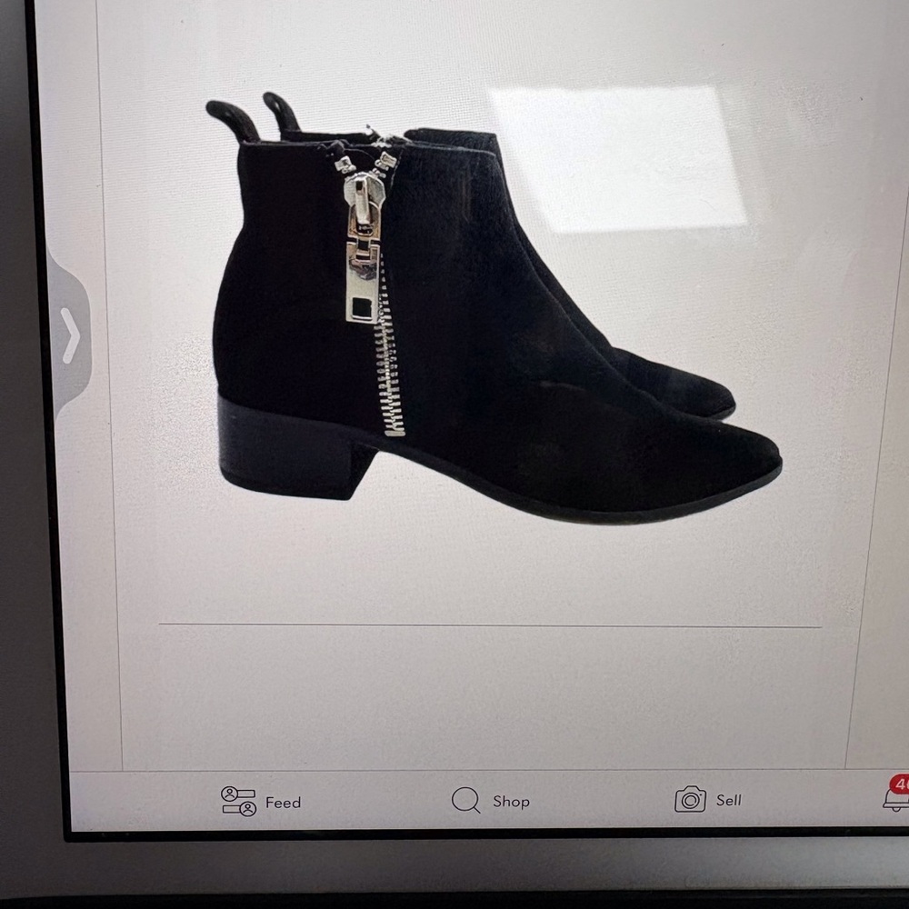 Dolce Vita Marra Black Suede Double Zip Moto Ankle Boot Size: 7
